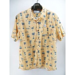 Mens‎ Jetty Dockside Woven Cotton Beach Shirt Yellow/Green Short Sleeve 2XL
